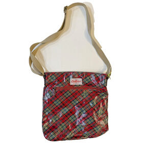 Cath Kidston Crossbody Bag Womens Plaid Oilcloth Messenger Purse Classic Red